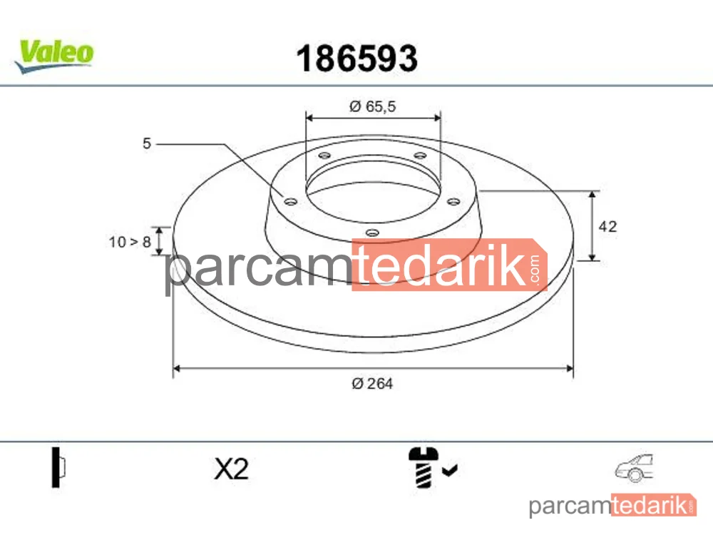 186593 | Fren Diski (Arka, 263.8 mm) — Opel Astra G, Opel Astra H, Opel Astra H GTC